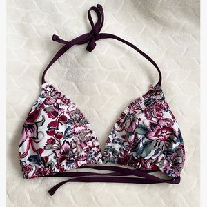 Purple Floral Print Bikini Top (D/DD)